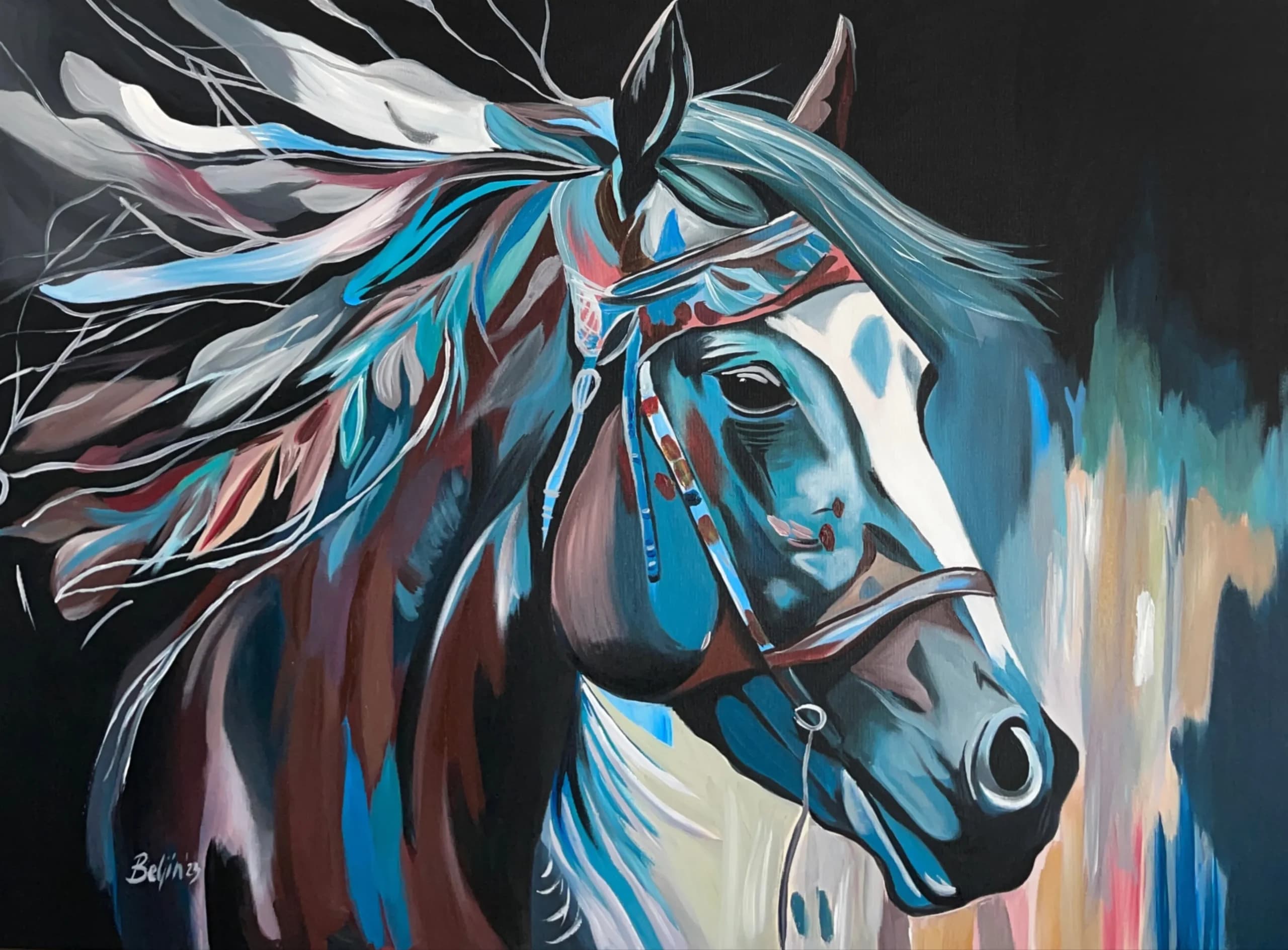 Naslikan šareni konj