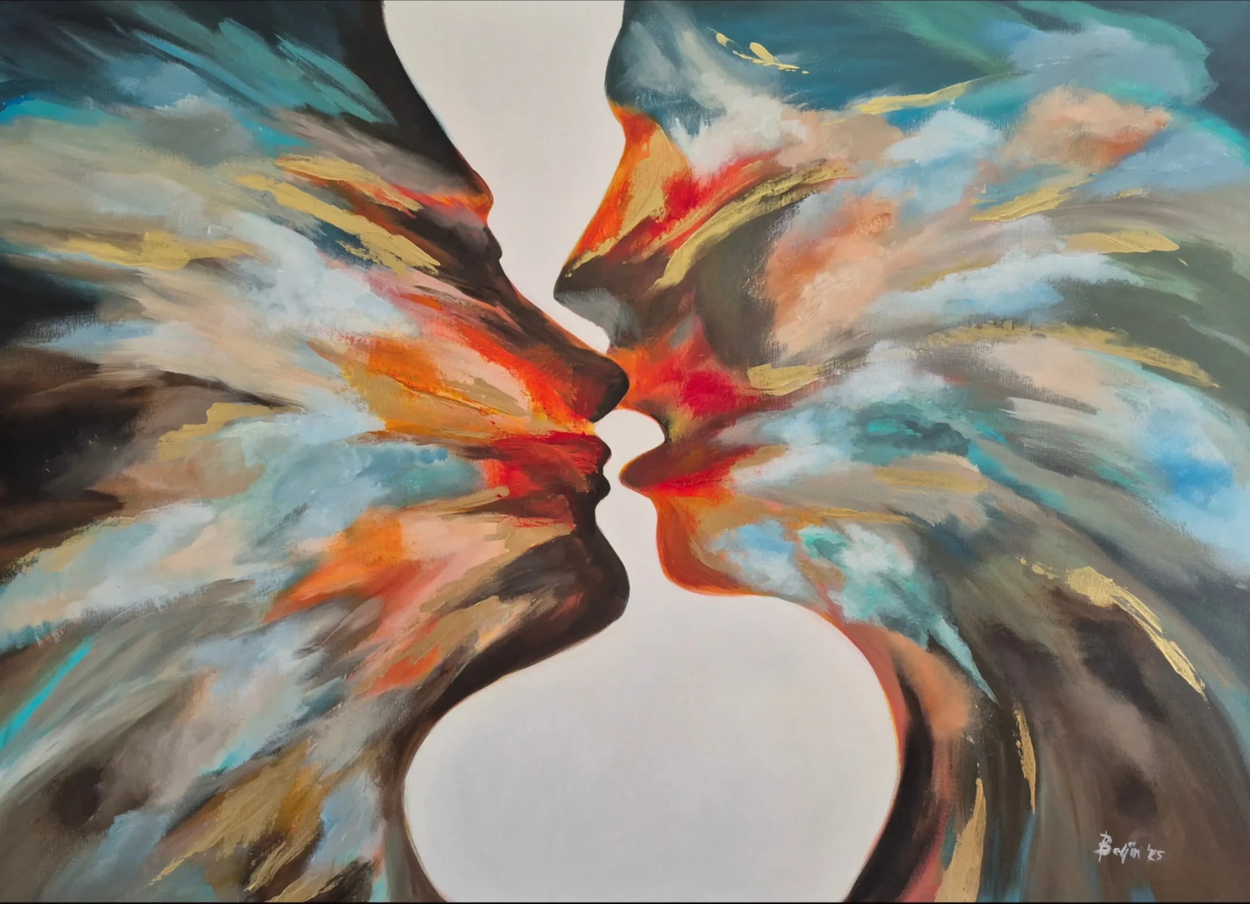 Naslikano par kako se ljubi